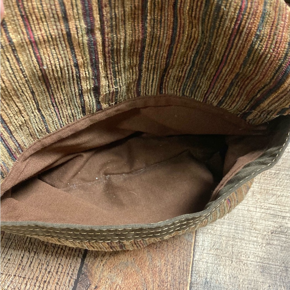 Fossil Corduroy Stripe Messenger Bag Brown Earth Tone Crossbody Tapestry Bag - Picture 10 of 13